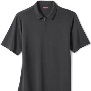 Johnston & Murphy Black Vintage Birdseye Zip Polo
